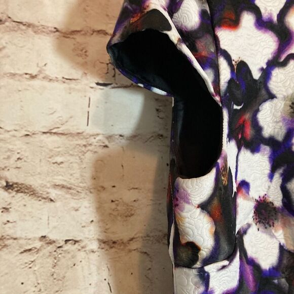 Coleen X Dress Womens 14 Purple Floral Watercolor Fit & Flare Cap Sleeve Mesh - Picture 7 of 16